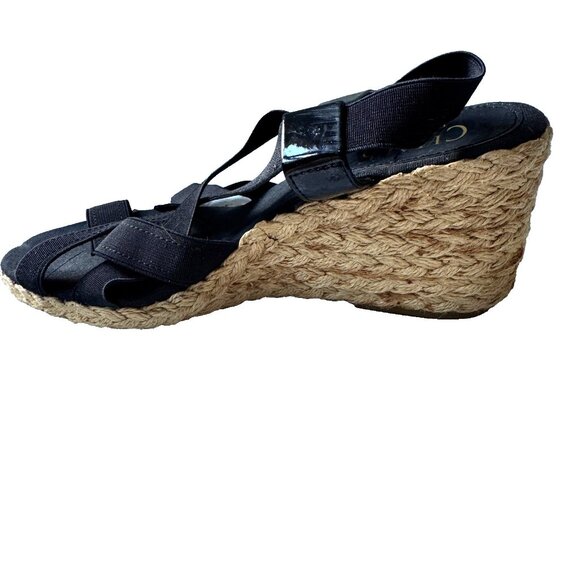 Chaps  Black Espadrille Wedge Sandals  Size 8 NEW NWOB - Picture 8 of 12
